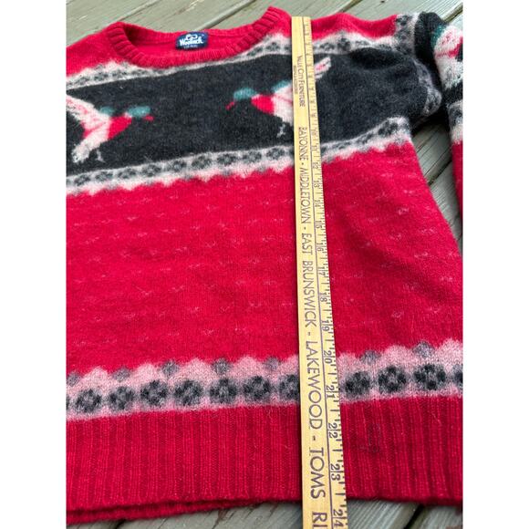vintage WOOLRICH mallard ducks red sweater sz s wool hunting equestrian knit - Picture 3 of 16